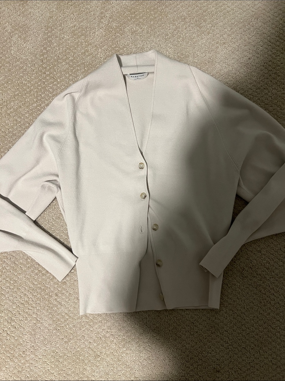 Aritzia Cream Button-Front V-Neck Cardigan Jacket